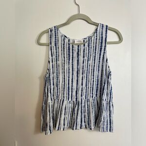 Everly Blue and White Sleeveless Flowy Bohemian scoop neck Top size M